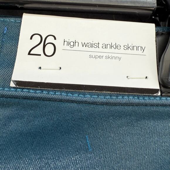 7 for All Mankind Jeans Women's 26 (2)Teal Blue High Waist Ankle Skinny NWT - Picture 6 of 16